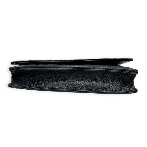 Classic Wallet On Chain Black in Caviar Leather, Silver hardware