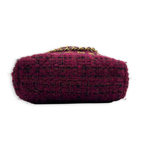 22 Tote Shoulder Bag Purple in Tweed, Gold hardware