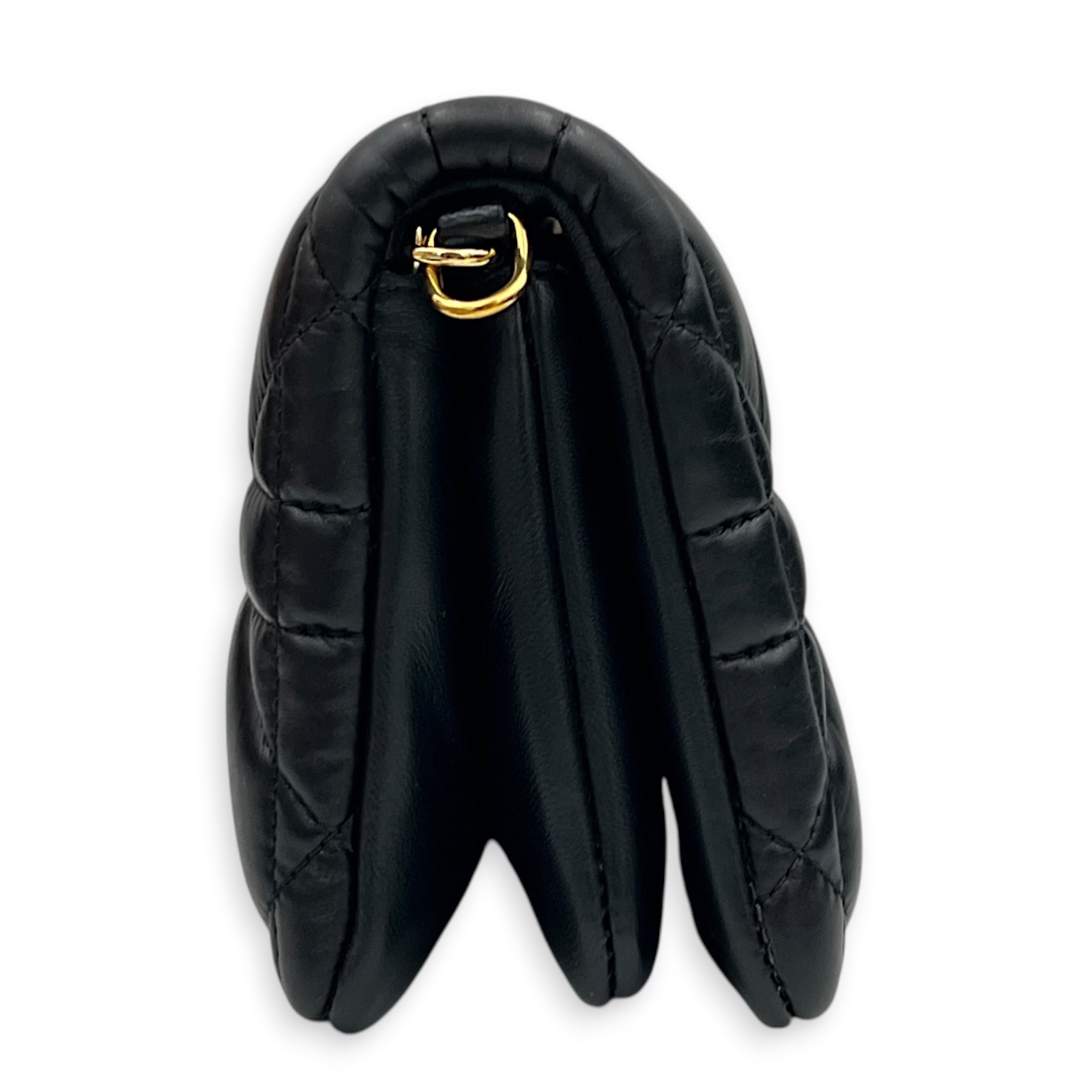 Caro Shoulder Bag Mini Black in Calfskin, Gold hardware