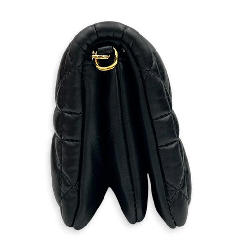 Caro Shoulder Bag Mini Black in Calfskin, Gold hardware