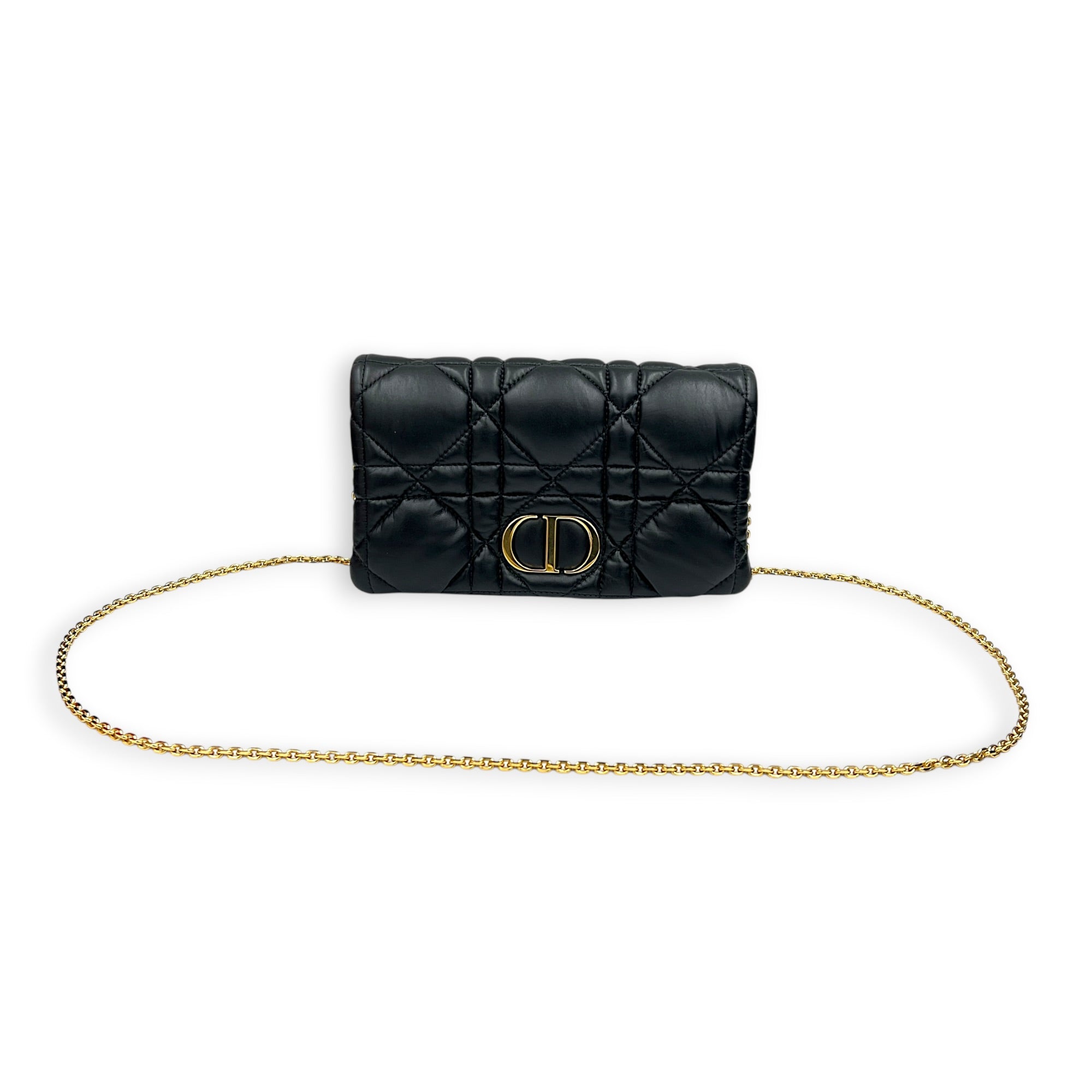 Caro Shoulder Bag Mini Black in Calfskin, Gold hardware