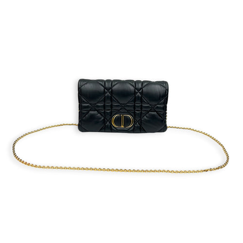Caro Shoulder Bag Mini Black in Calfskin, Gold hardware