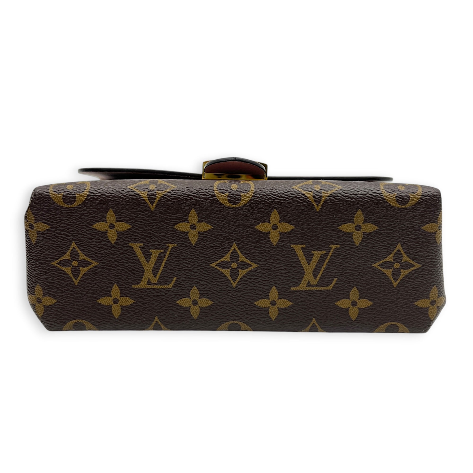 Locky Top Handle Bag Brown in Monogram Coated Canvas, Gold hardware