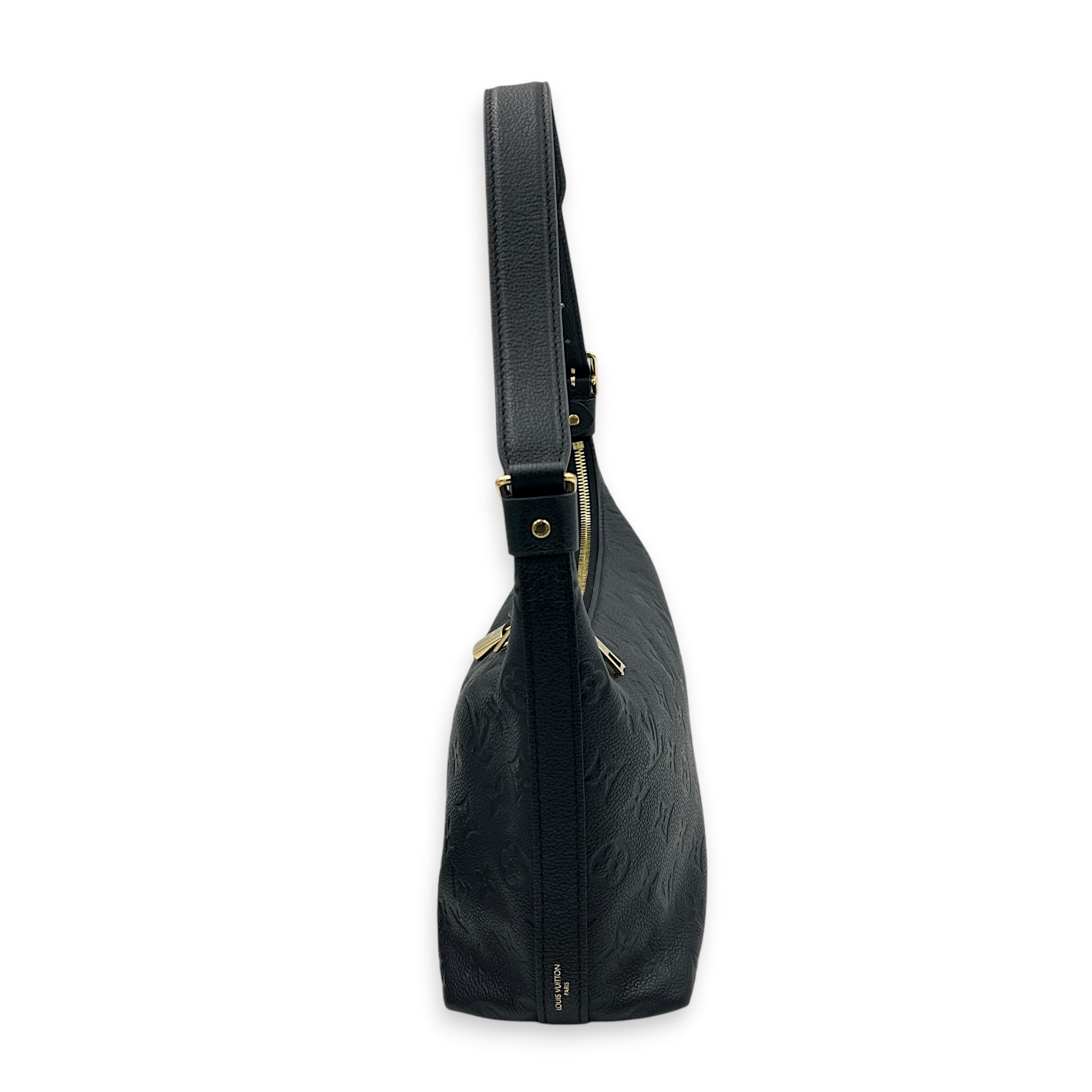 Sac Sport NM Shoulder Bag Black in Empreinte Leather, Gold hardware