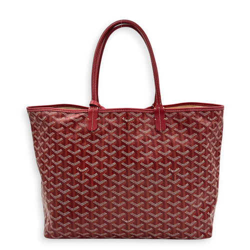 Saint Louis PM Red Tote Bag in Coated Canvas, Silver hardware