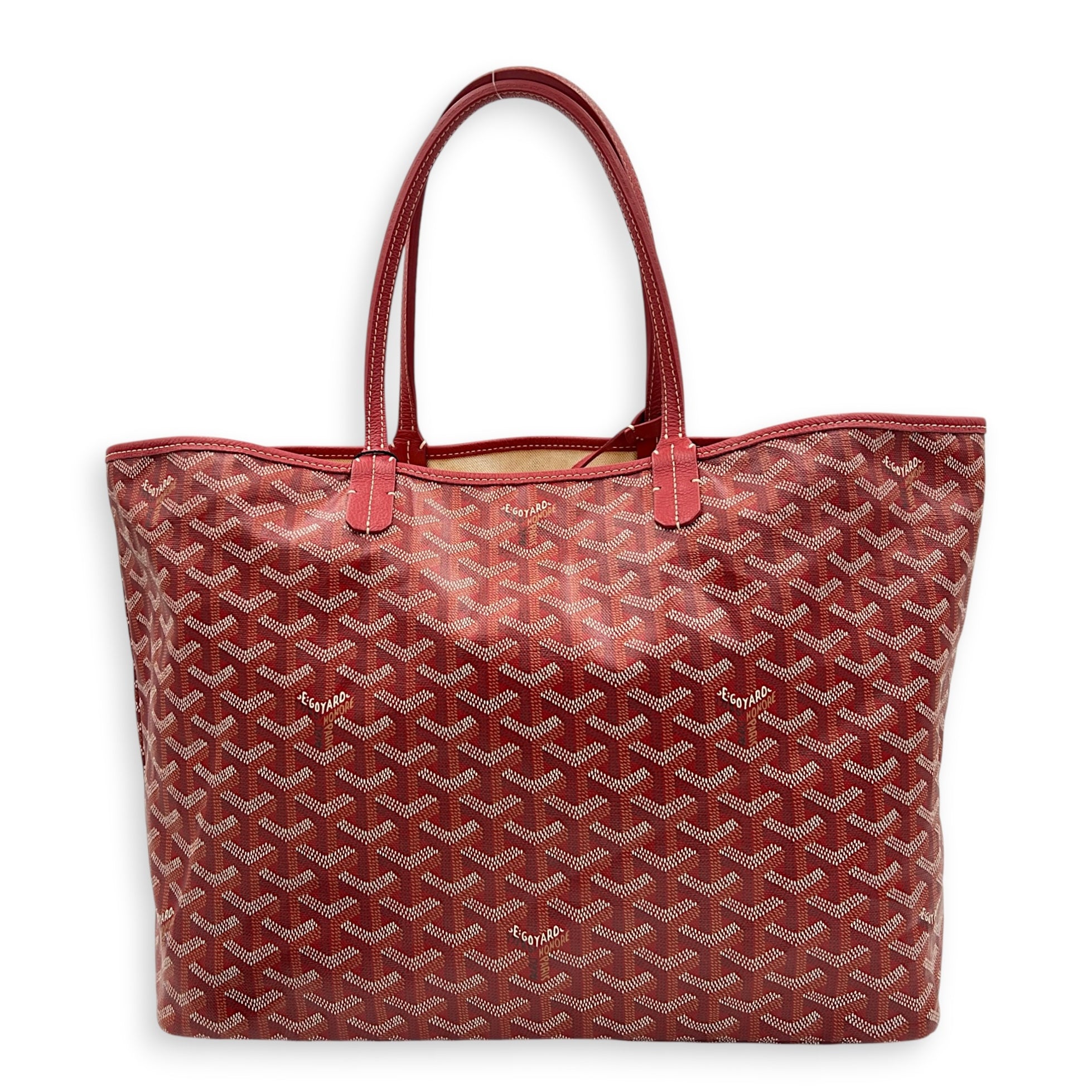 Saint Louis PM Red Tote Bag in Coated Canvas, Silver hardware
