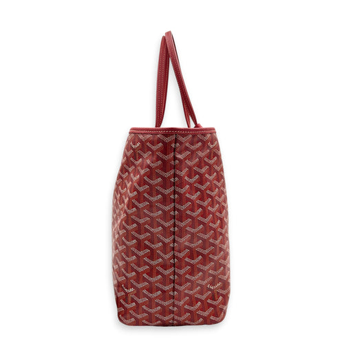 Saint Louis PM Red Tote Bag in Coated Canvas, Silver hardware