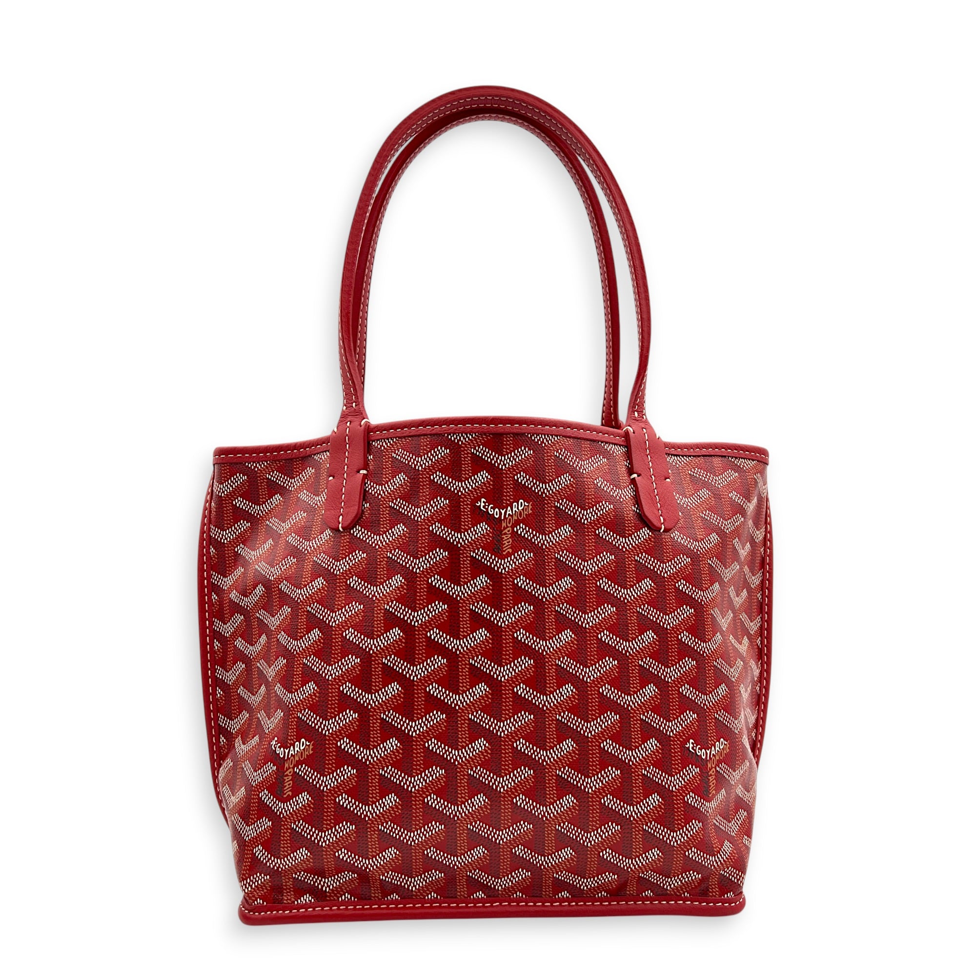Anjou Top Handle Bag Red in Coated Canvas, Silver hardware