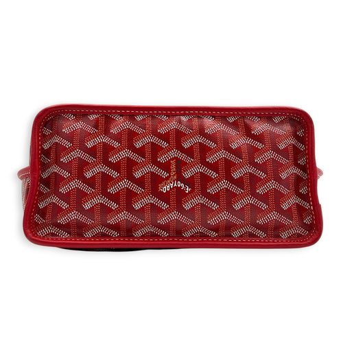 Anjou Top Handle Bag Red in Coated Canvas, Silver hardware