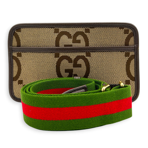 GG Jumbo Camera Shoulder Bag Brown in Canvas, Gold hardware
