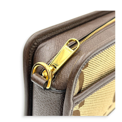 GG Jumbo Camera Shoulder Bag Brown in Canvas, Gold hardware