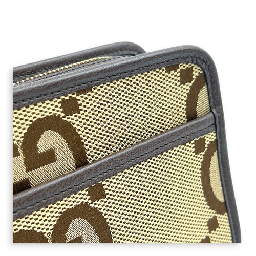 GG Jumbo Camera Shoulder Bag Brown in Canvas, Gold hardware