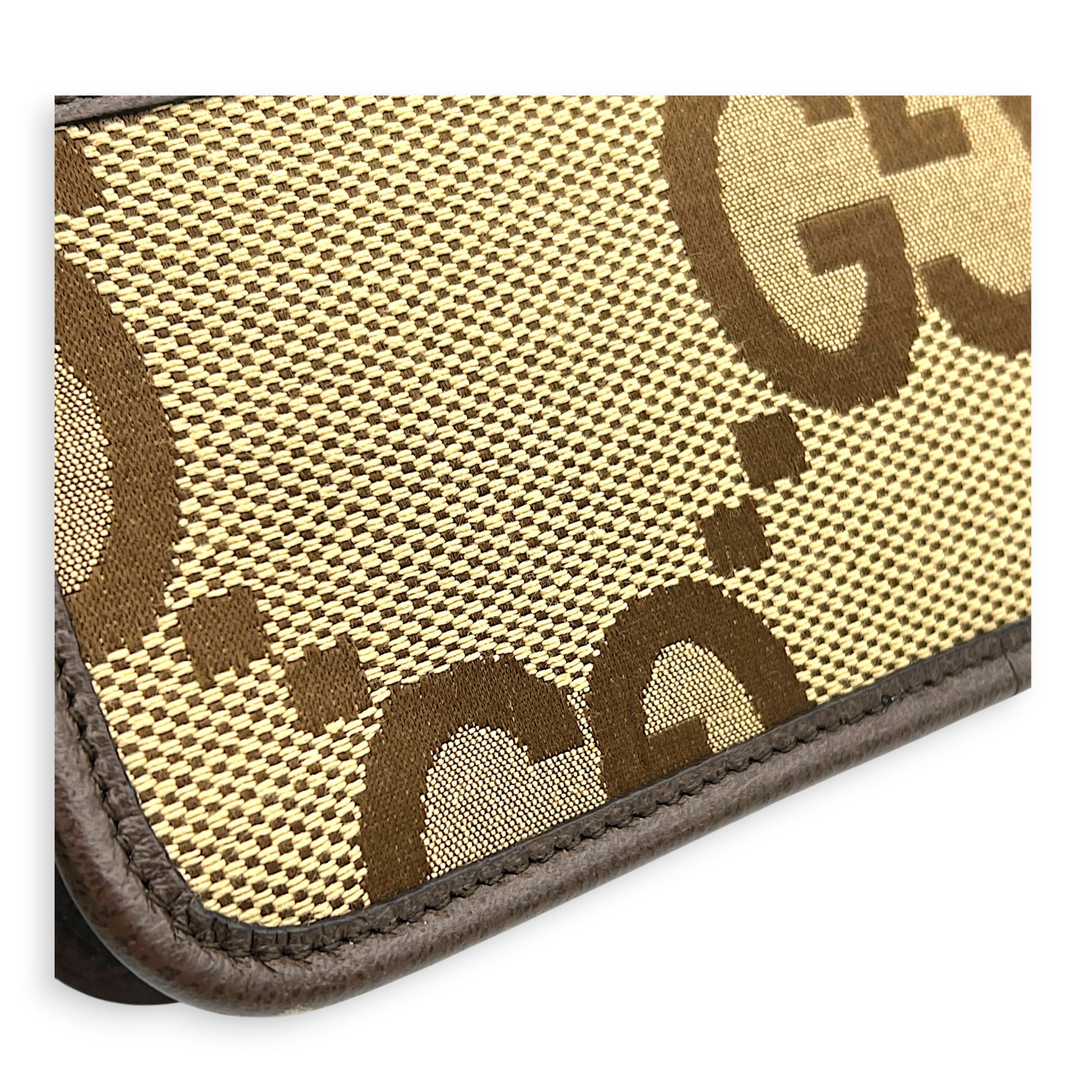 GG Jumbo Camera Shoulder Bag Brown in Canvas, Gold hardware