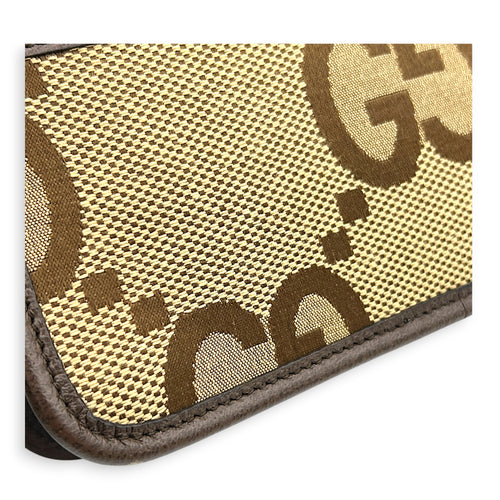 GG Jumbo Camera Shoulder Bag Brown in Canvas, Gold hardware