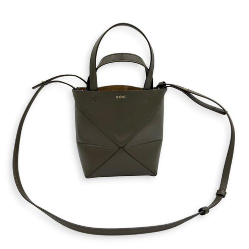 Puzzle Fold Tote Bag Mini Green in Calfskin, Gold hardware