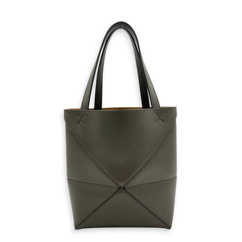 Puzzle Fold Tote Bag Mini Green in Calfskin, Gold hardware