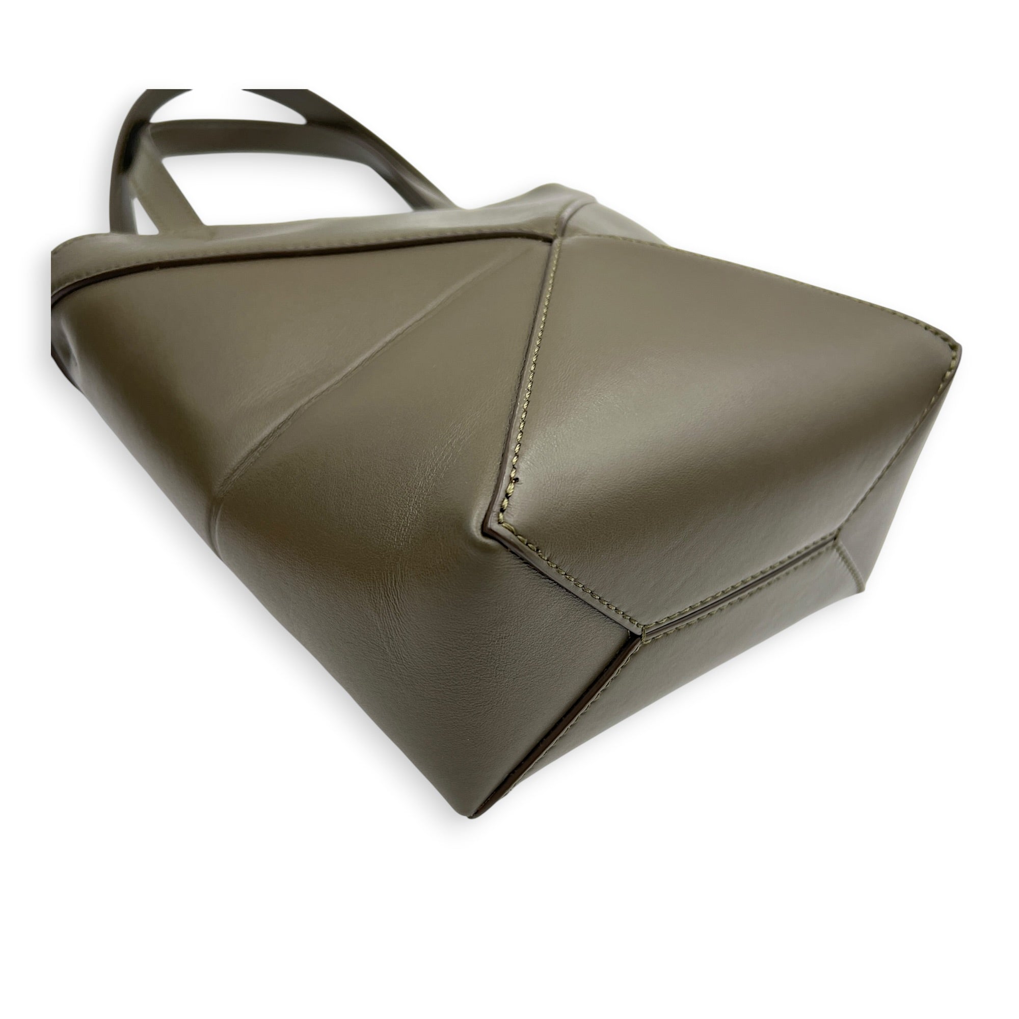 Puzzle Fold Tote Bag Mini Green in Calfskin, Gold hardware