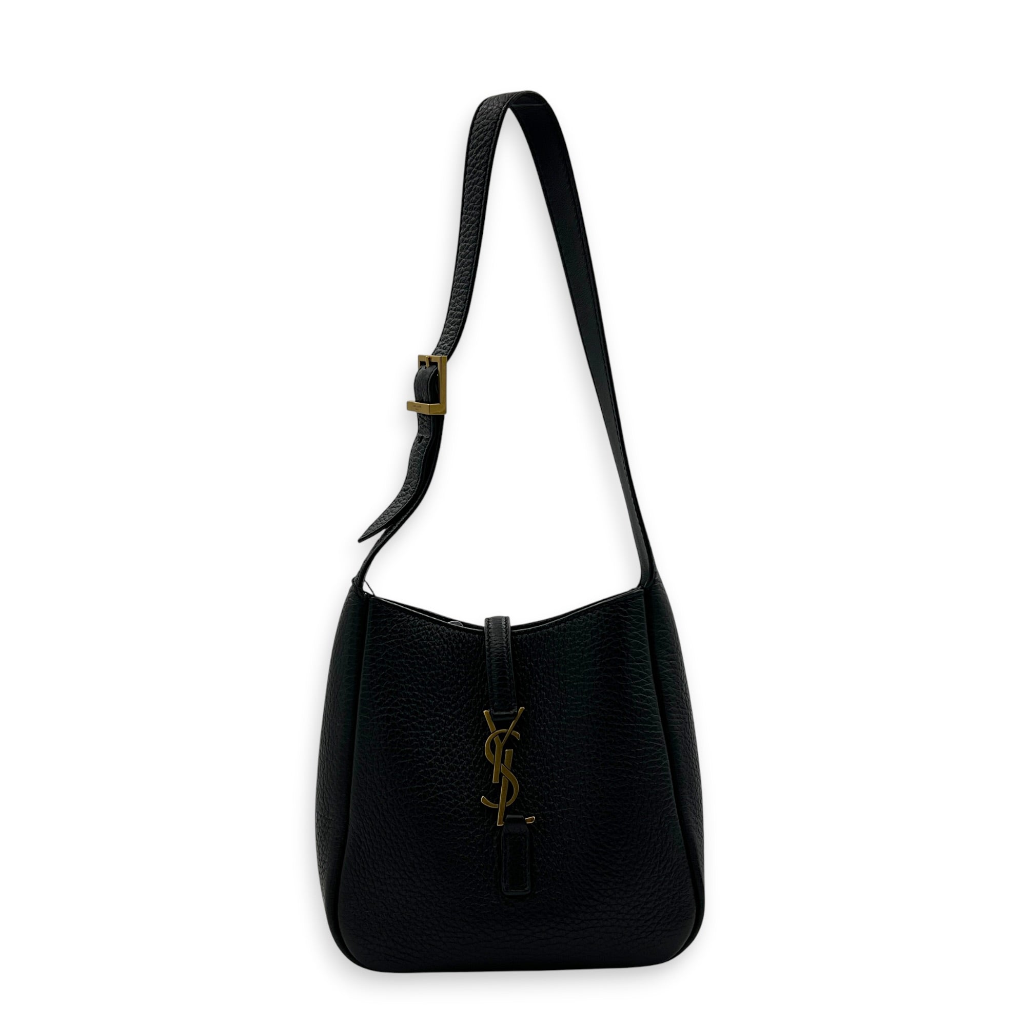 Le 5 A 7 Shoulder Bag Baby Black in Calfskin, Gold hardware
