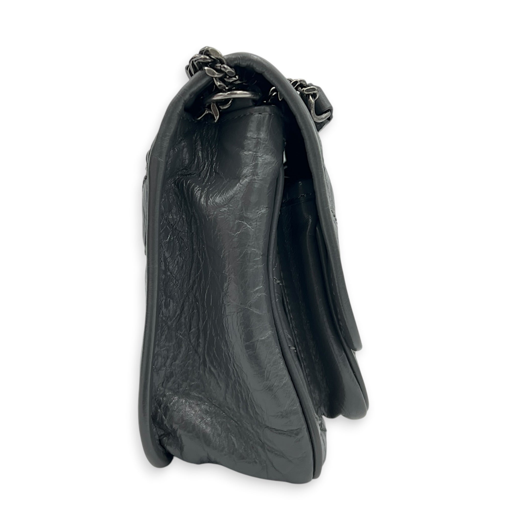 Niki Baby Grey Shoulder Bag in Calfskin, Ruthenium hardware