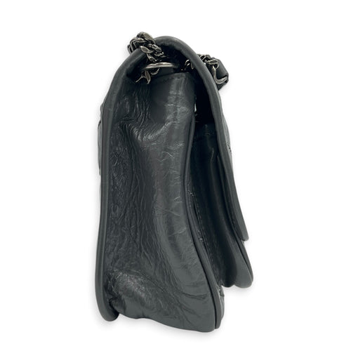 Niki Baby Grey Shoulder Bag in Calfskin, Ruthenium hardware