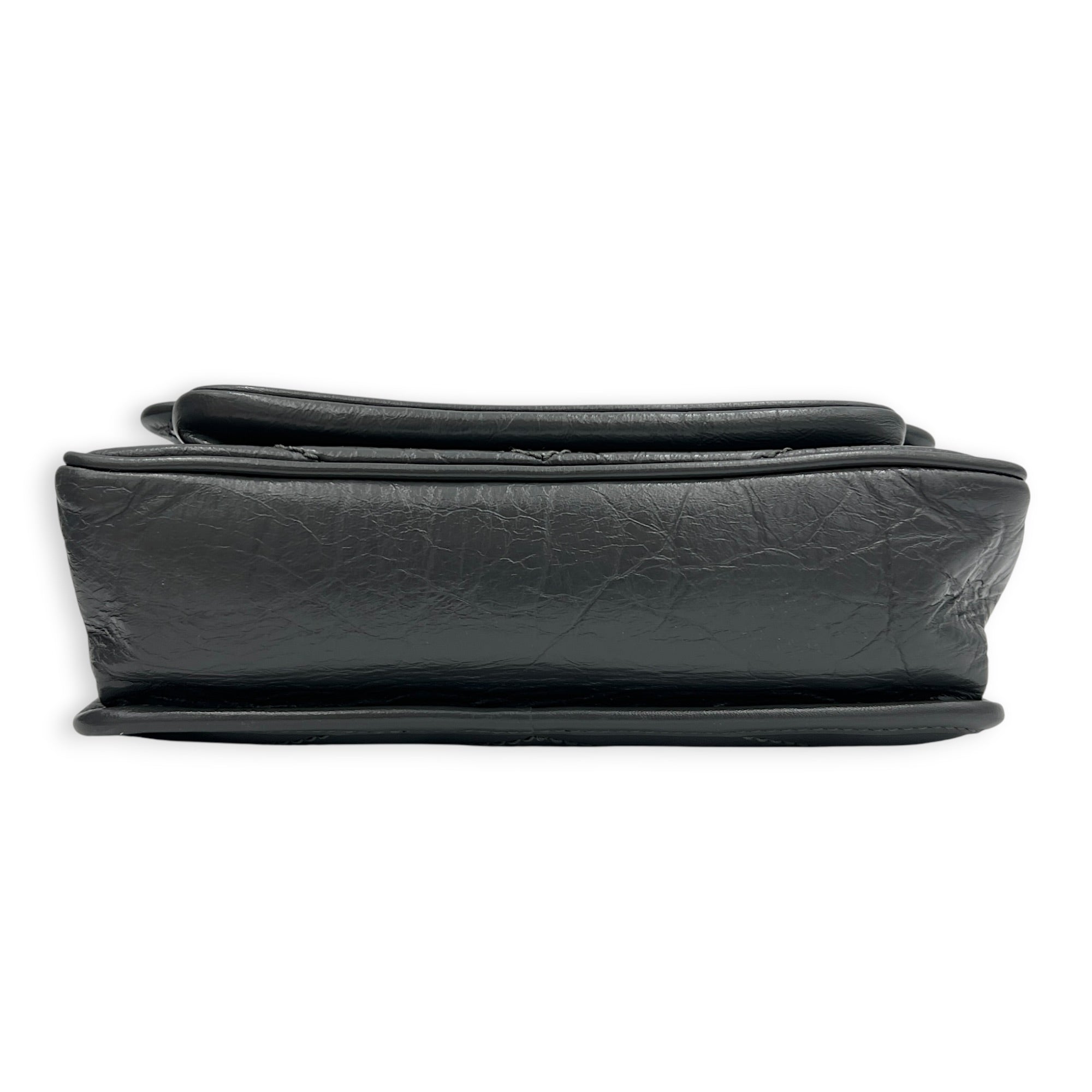 Niki Baby Grey Shoulder Bag in Calfskin, Ruthenium hardware
