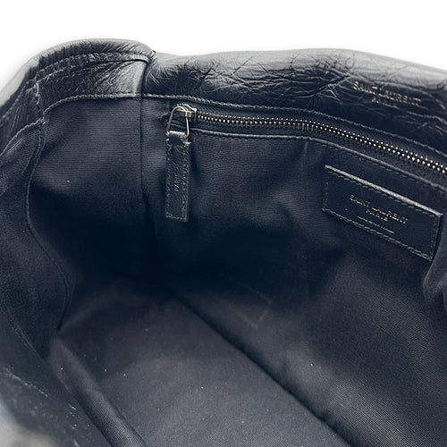 Niki Shoulder Bag Black in Calfskin, Ruthenium hardware