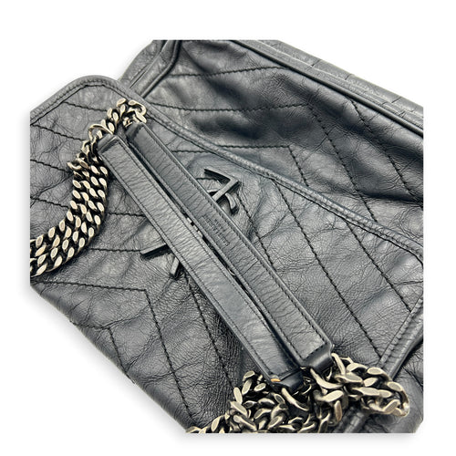 Niki Shoulder Bag Black in Calfskin, Ruthenium hardware