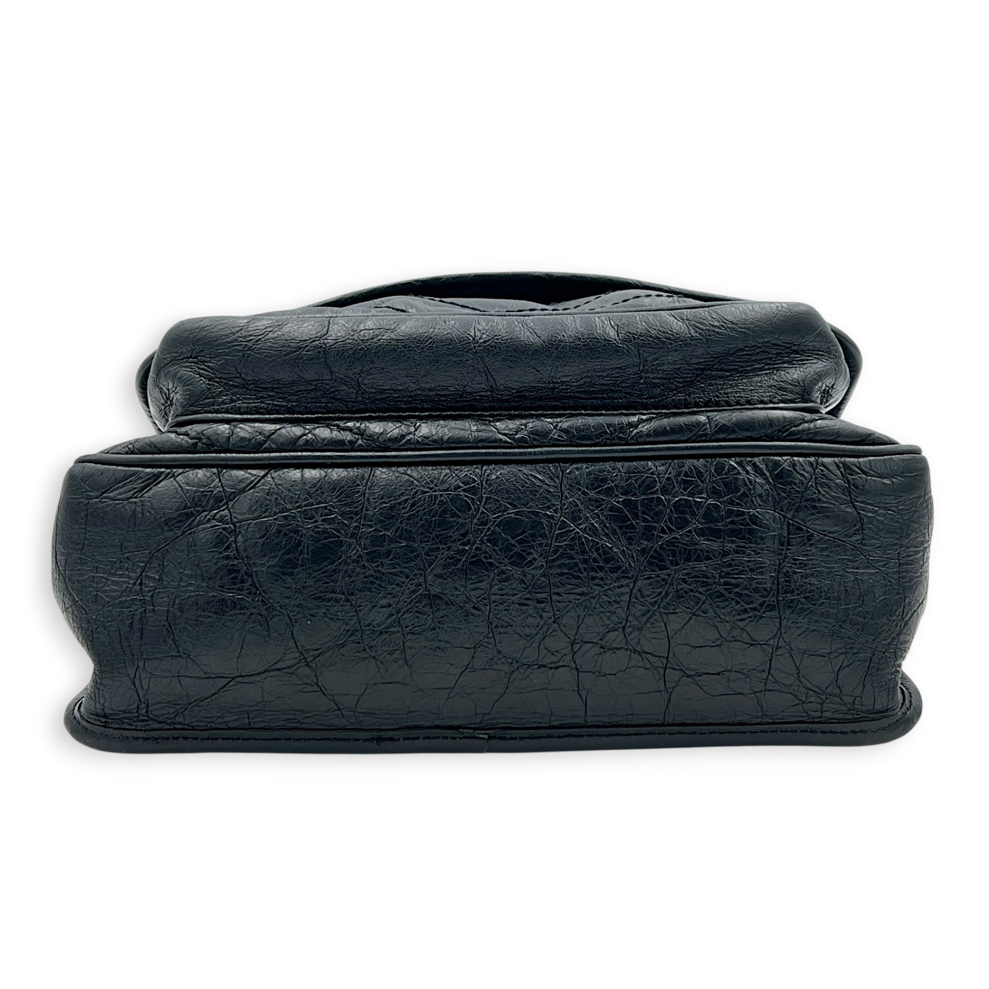 Niki Shoulder Bag Black in Calfskin, Ruthenium hardware