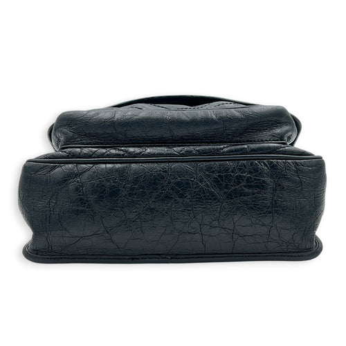 Niki Shoulder Bag Black in Calfskin, Ruthenium hardware