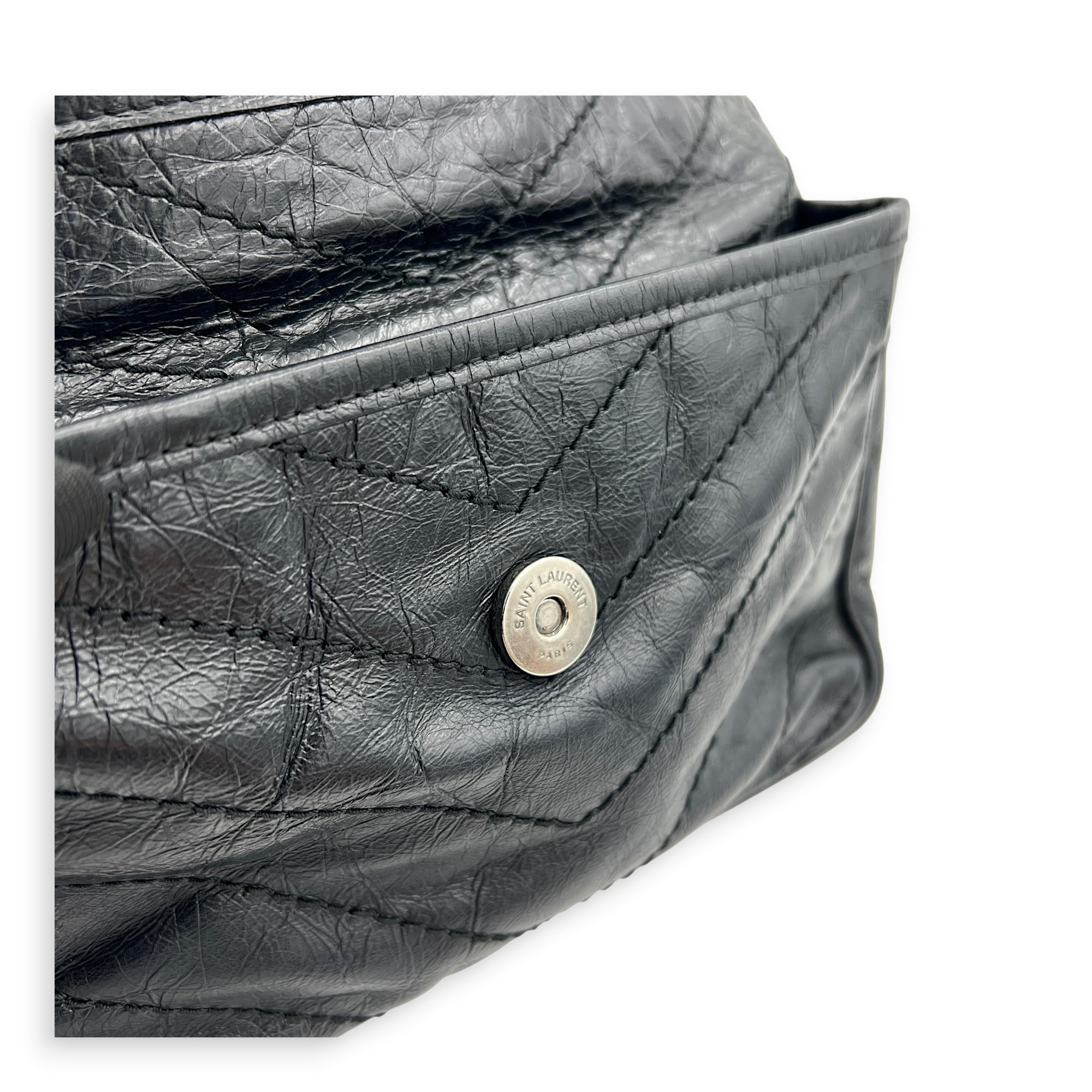 Niki Shoulder Bag Black in Calfskin, Ruthenium hardware