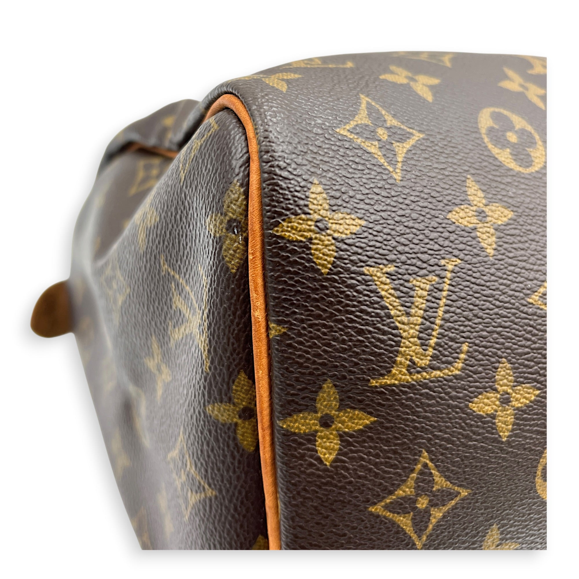 Speedy 25 Brown Top Handle Bag in Monogram Coated Canvas, Gold hardware