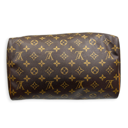 Speedy 25 Brown Top Handle Bag in Monogram Coated Canvas, Gold hardware