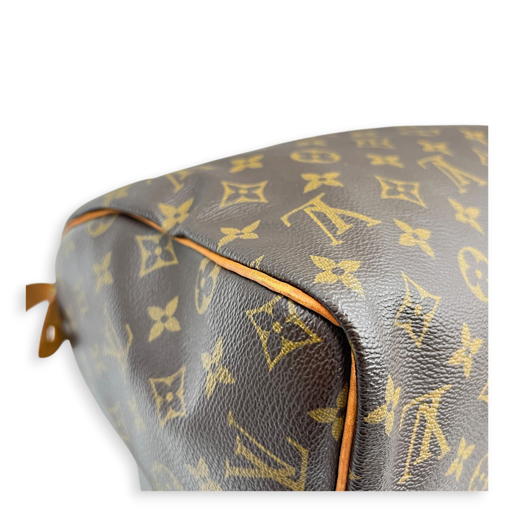 Speedy 25 Brown Top Handle Bag in Monogram Coated Canvas, Gold hardware