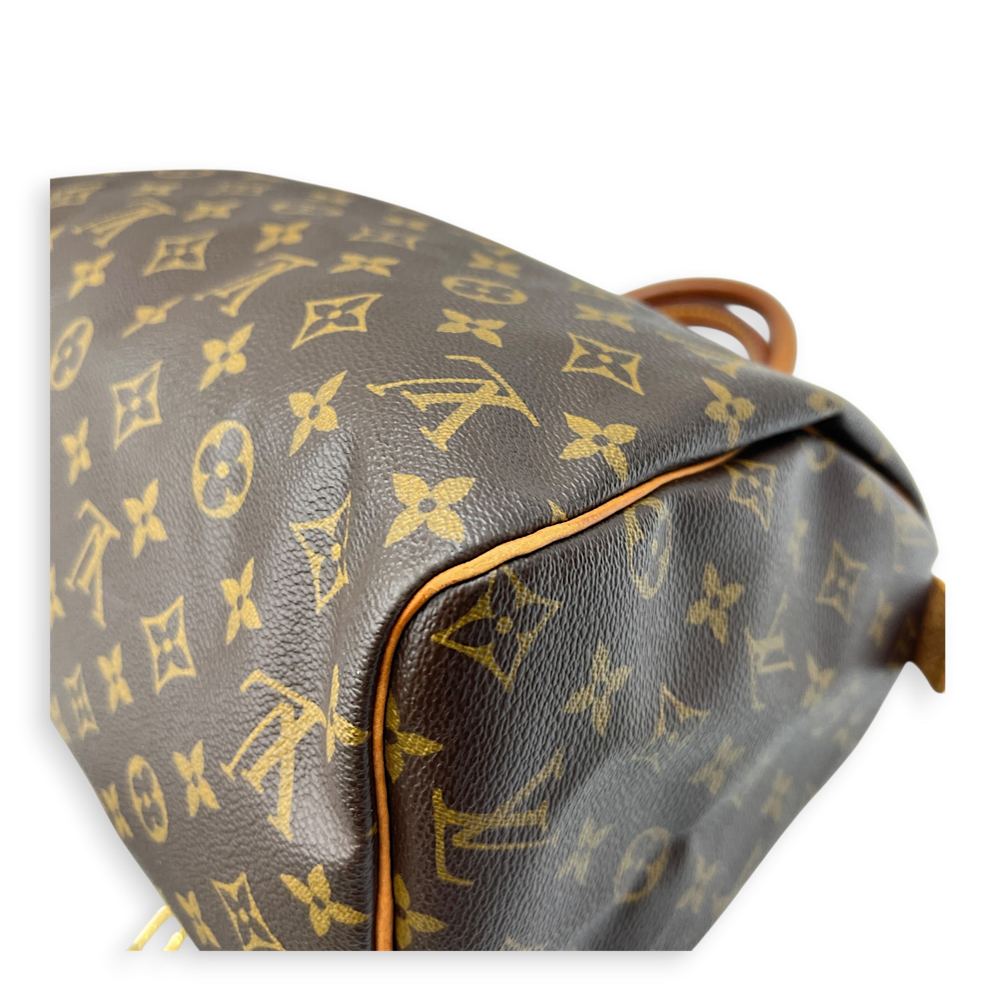 Speedy 25 Brown Top Handle Bag in Monogram Coated Canvas, Gold hardware