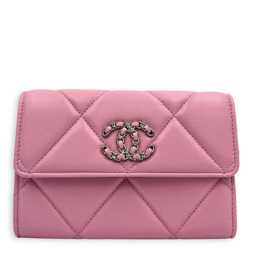 C19 Pink Wallet in Lambskin, Gold hardware