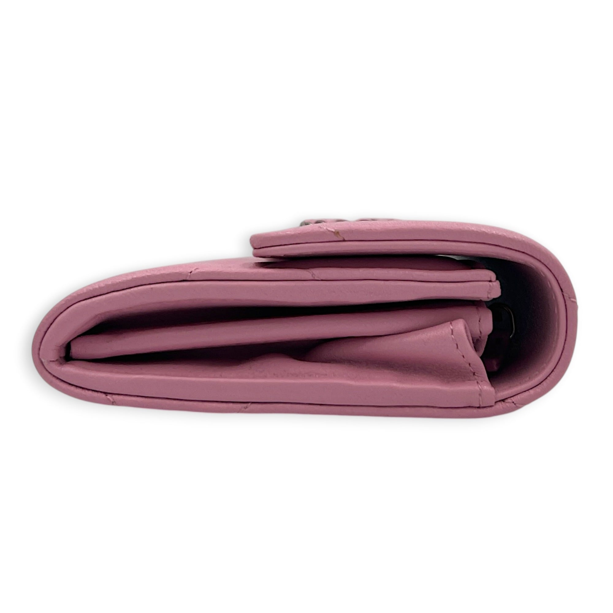 C19 Pink Wallet in Lambskin, Gold hardware
