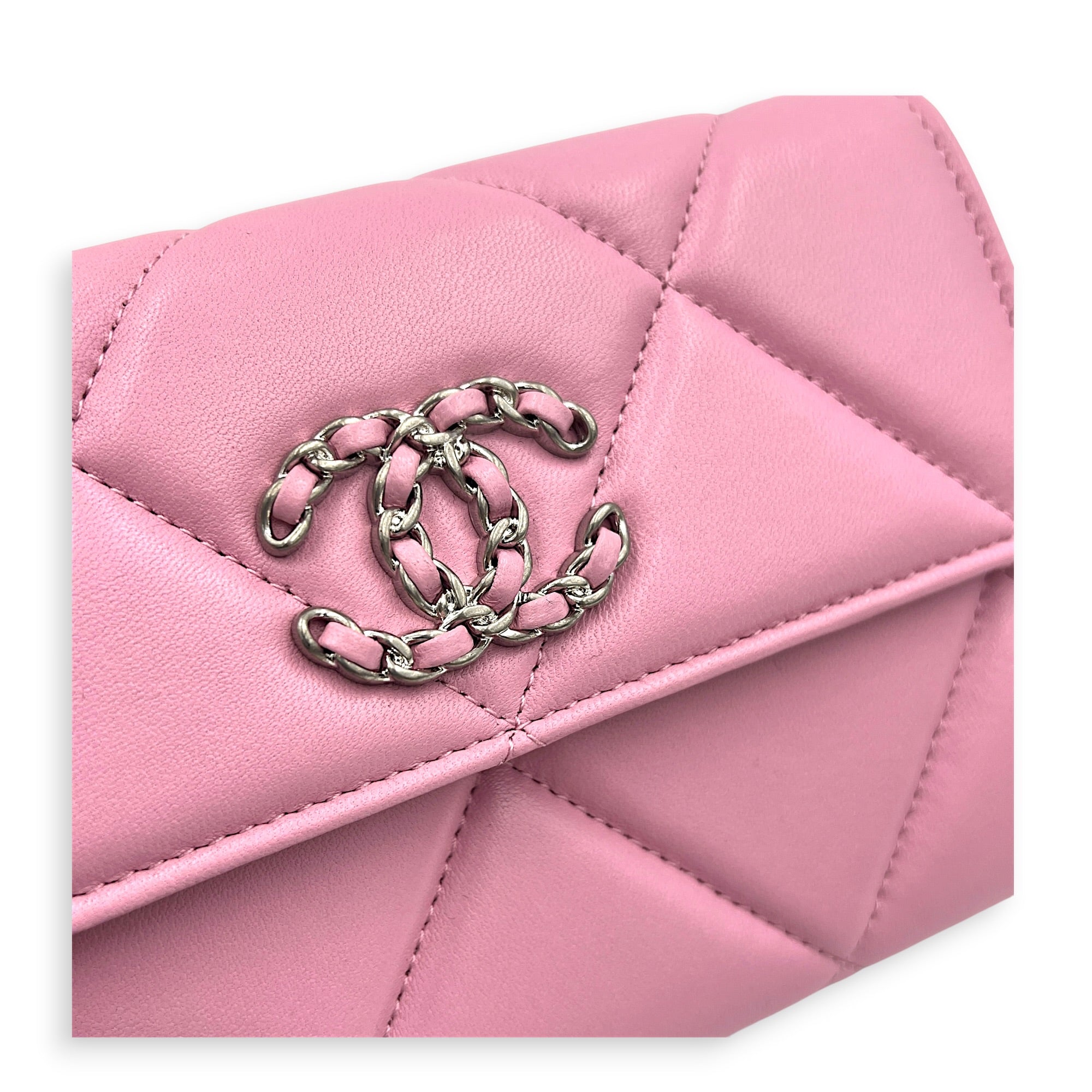 C19 Pink Wallet in Lambskin, Gold hardware