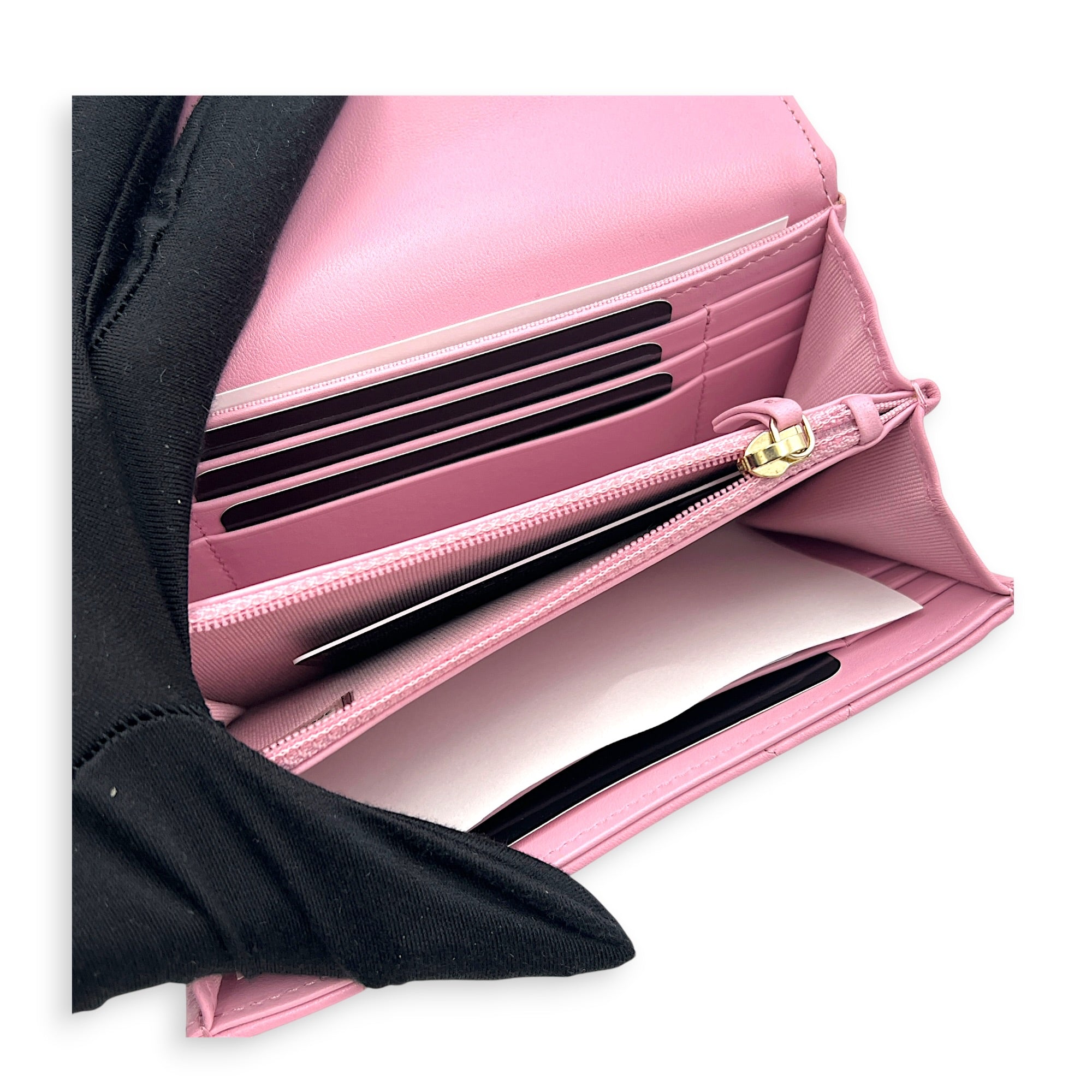 C19 Pink Wallet in Lambskin, Gold hardware