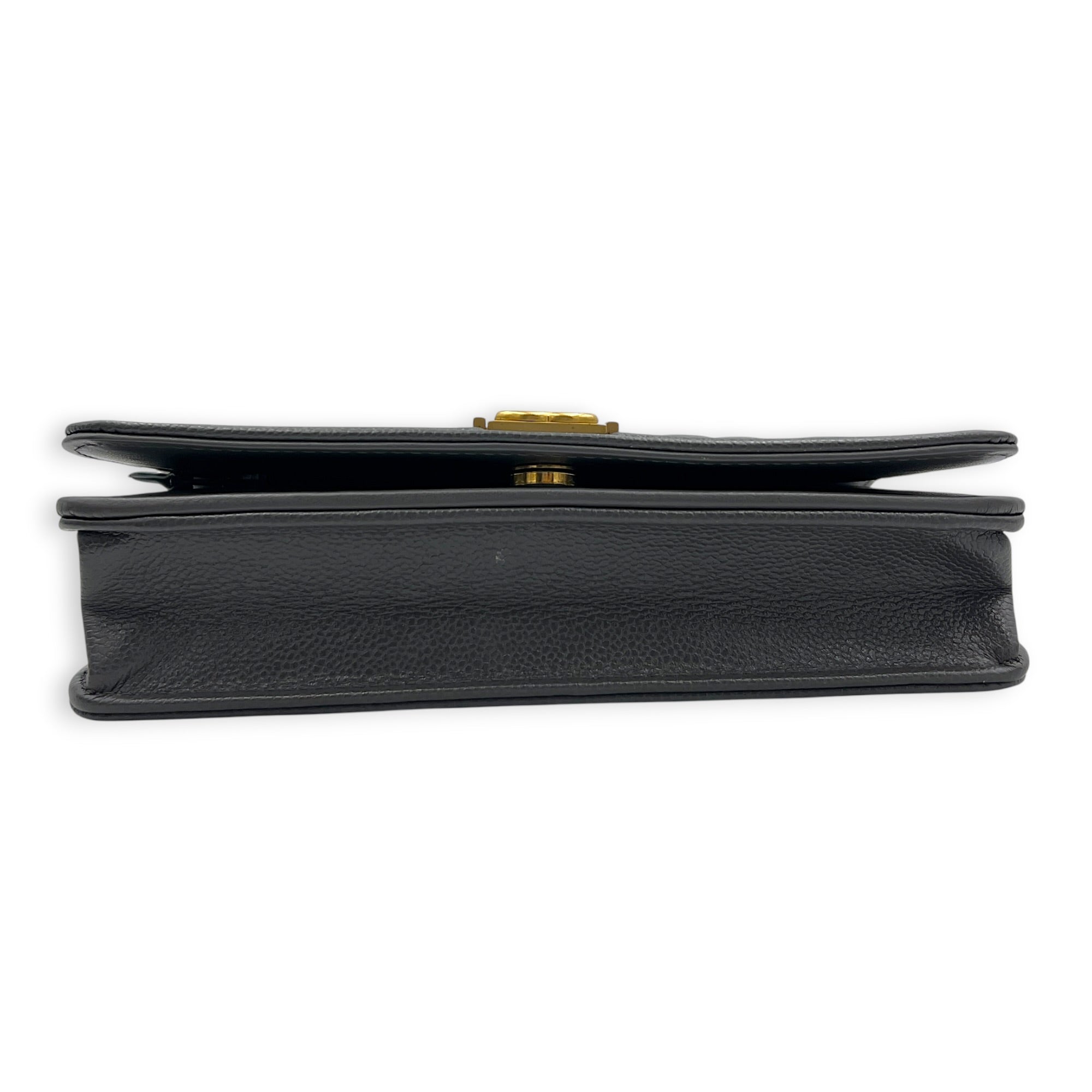 Boy Grey Wallet On Chain in Caviar Leather, Gold hardware
