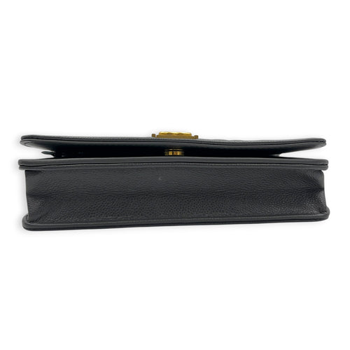 Boy Grey Wallet On Chain in Caviar Leather, Gold hardware