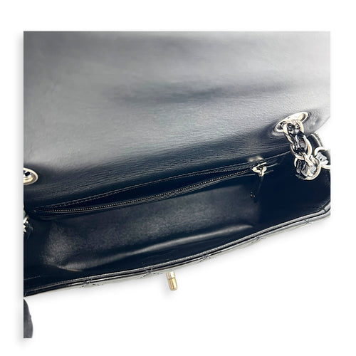 Rectangle Mini Black Crossbody Bag in Patent Leather, Silver hardware