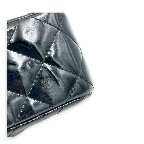Rectangle Mini Black Crossbody Bag in Patent Leather, Silver hardware