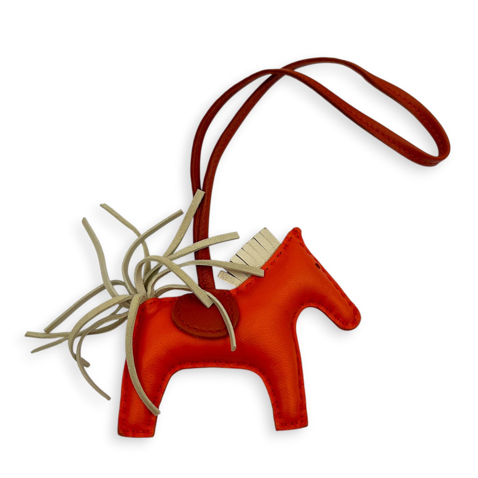 Rodeo PM Orange Poppy/ Craie/ Cornaline Bag Accessory in Swift