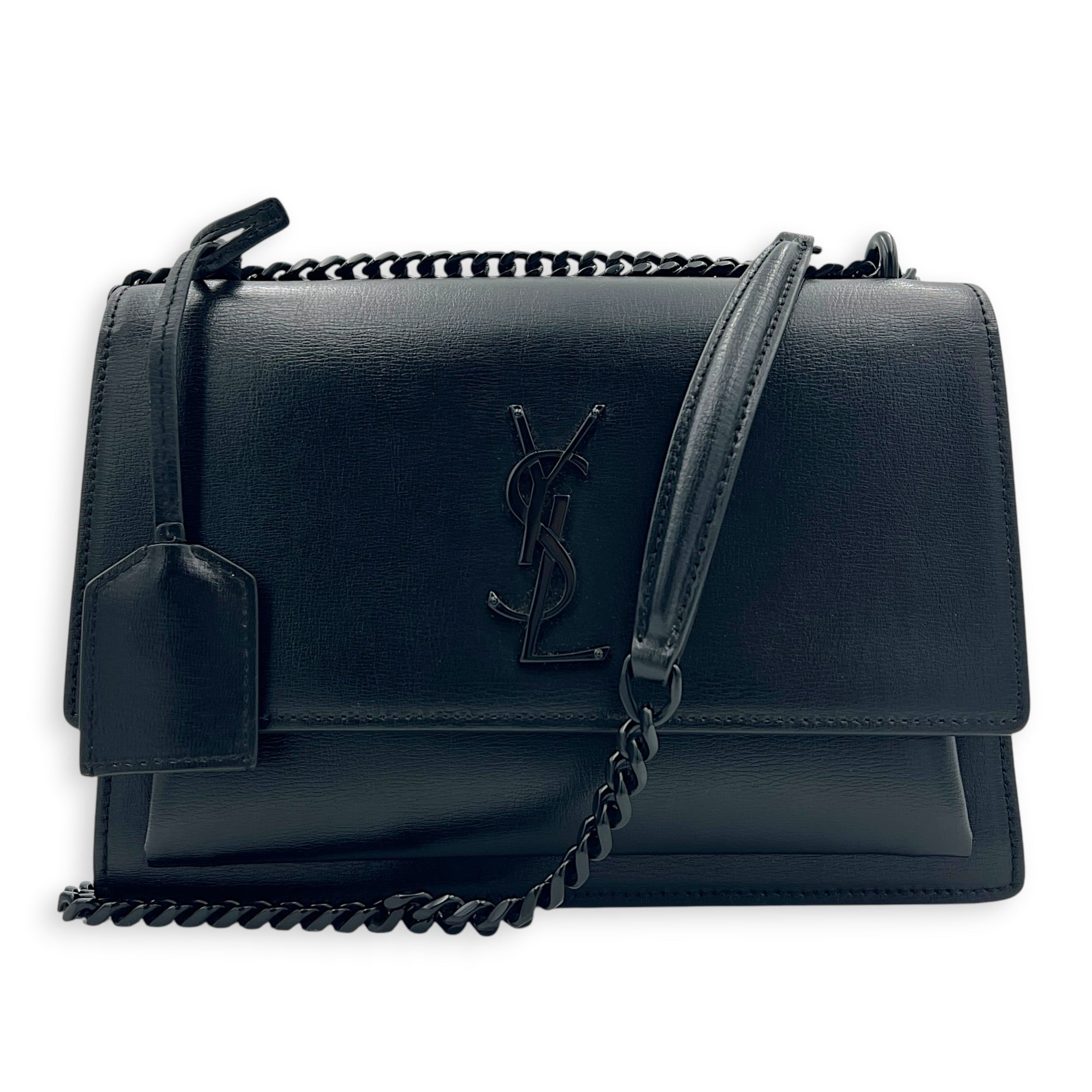 Sunset Shoulder Bag Black in Calfskin, Monochrome hardware