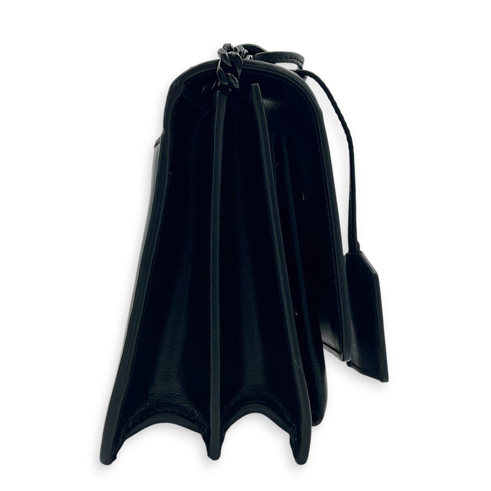Sunset Shoulder Bag Black in Calfskin, Monochrome hardware