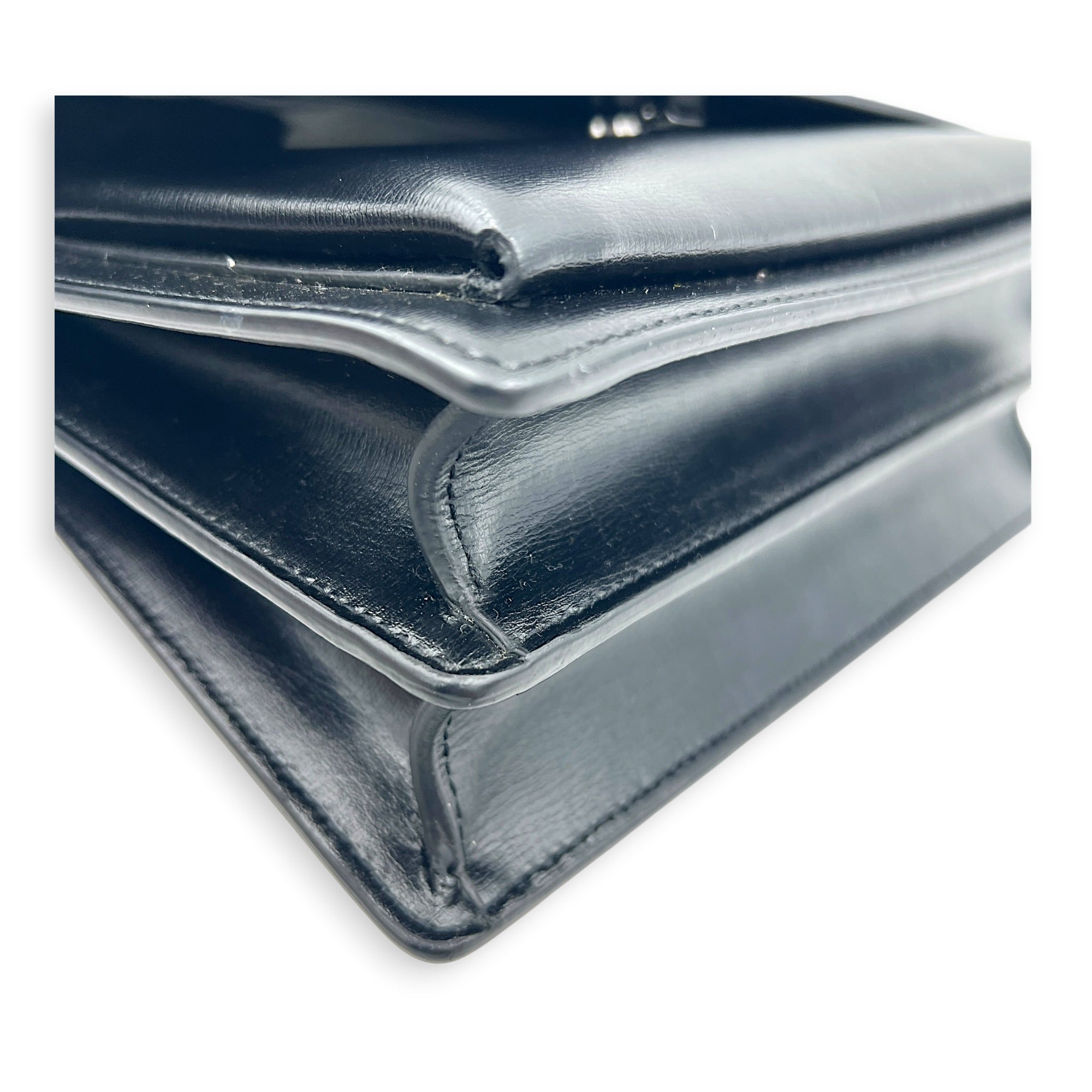 Sunset Shoulder Bag Black in Calfskin, Monochrome hardware