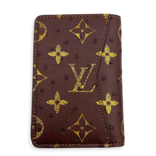 Pocket Organizer Brown Wallet in Ostrich