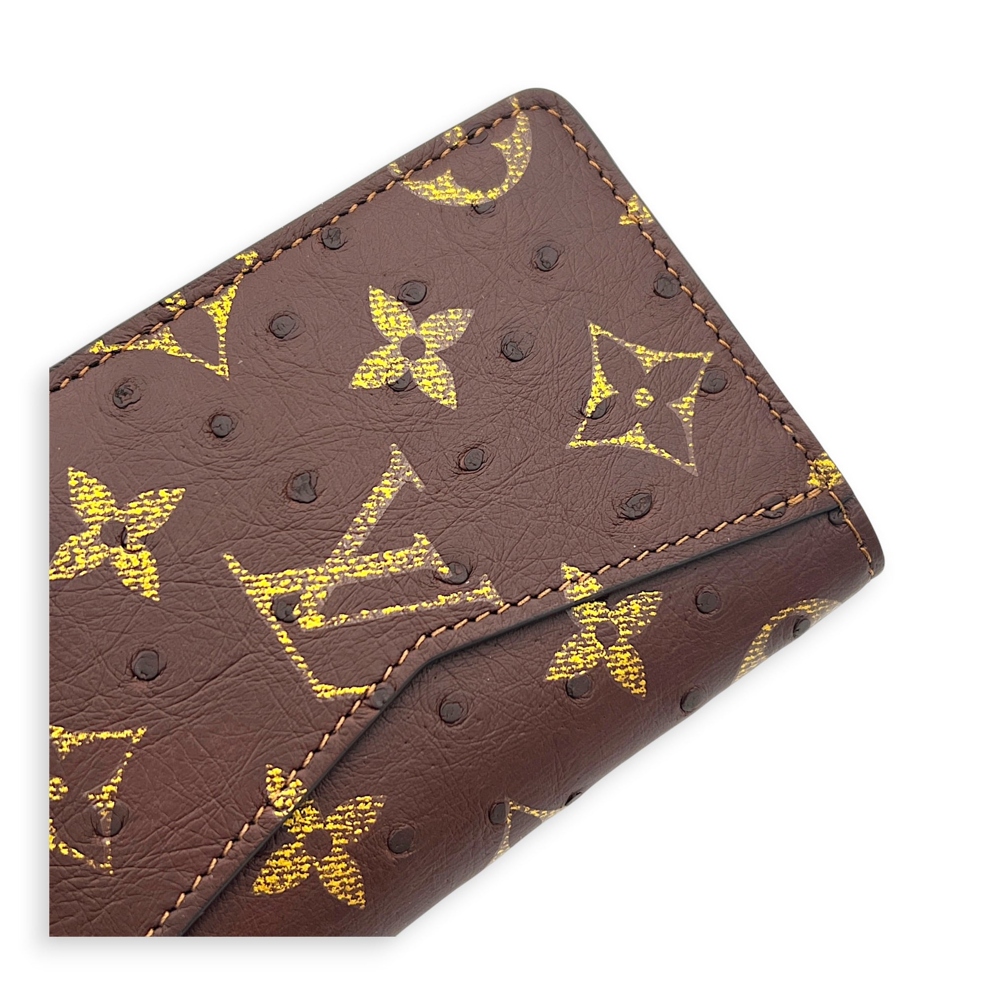 Pocket Organizer Brown Wallet in Ostrich