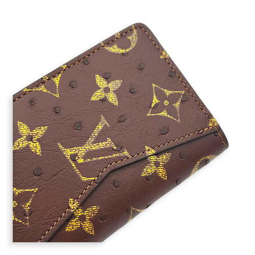 Pocket Organizer Brown Wallet in Ostrich