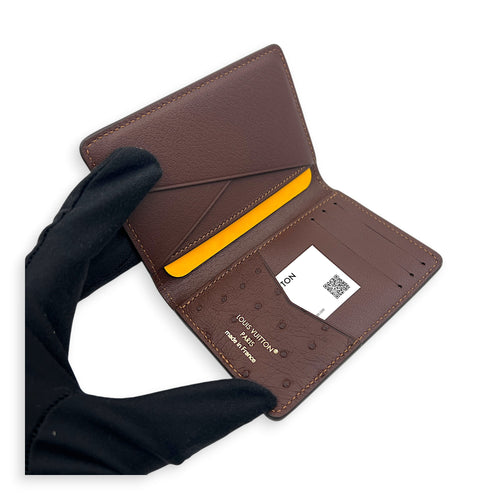 Pocket Organizer Brown Wallet in Ostrich
